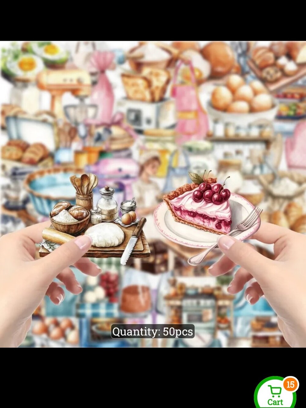 Kawaii Bakery Food Stickers - Pink Cherry Cake & Pastry